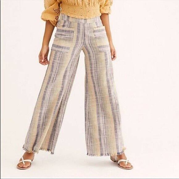 Free People Pants - Free People Moonlight Pull On Pants Women’s Size Large Palazzo Pants Linen Blend